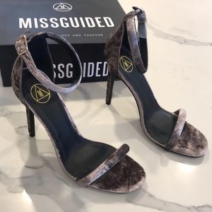 Missguided Velvet Barely There Heels - UK 7/ US 9